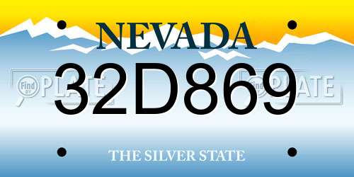32D869 Nevada License Plate