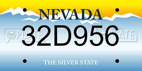 32D956 Nevada License Plate