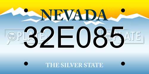 32E085 Nevada License Plate