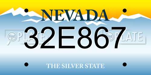 32E867 Nevada License Plate