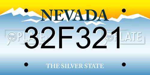 32F321 Nevada License Plate