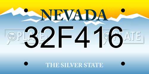 32F416 Nevada License Plate
