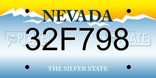32F798 Nevada License Plate