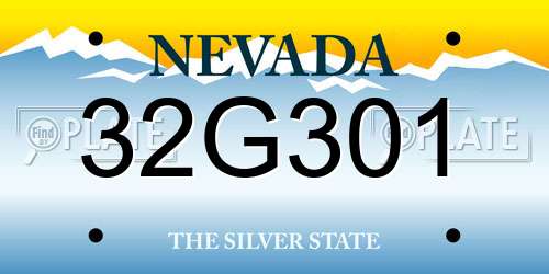 32G301 Nevada License Plate