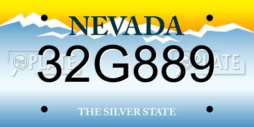 32G889 Nevada License Plate