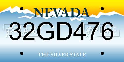 32GD476 Nevada License Plate