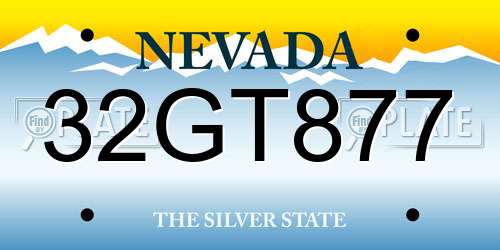 32GT877 Nevada License Plate