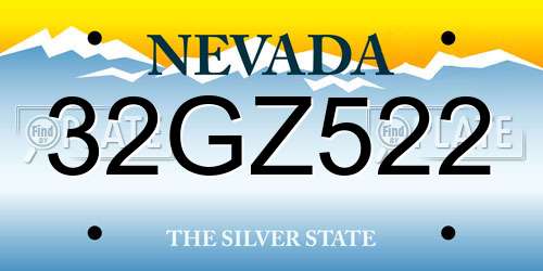 32GZ522 Nevada License Plate