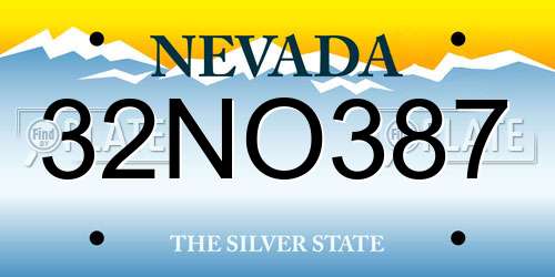32NO387 Nevada License Plate