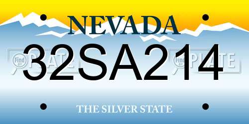 32SA214 Nevada License Plate