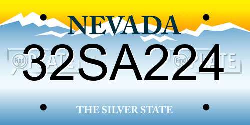 32SA224 Nevada License Plate