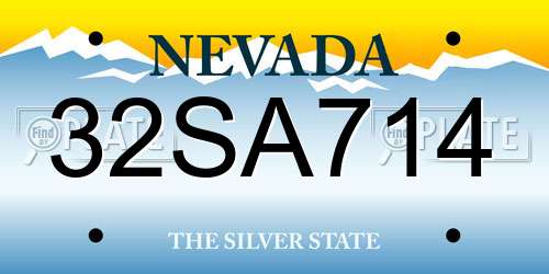32SA714 Nevada License Plate