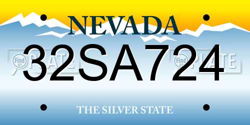 32SA724 Nevada License Plate