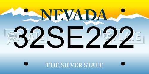 32SE222 Nevada License Plate