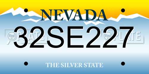 32SE227 Nevada License Plate