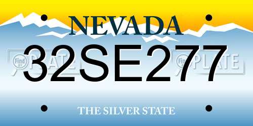 32SE277 Nevada License Plate
