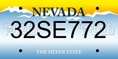 32SE772 Nevada License Plate