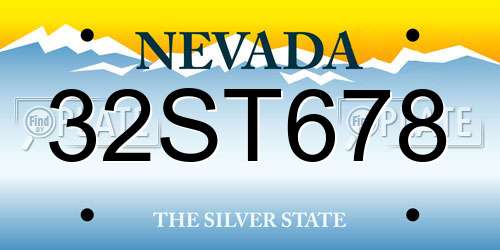 32ST678 Nevada License Plate