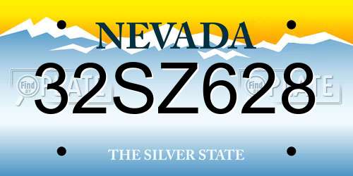 32SZ628 Nevada License Plate