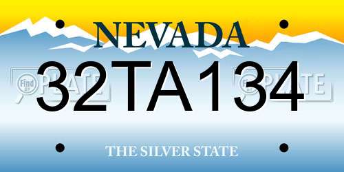 32TA134 Nevada License Plate
