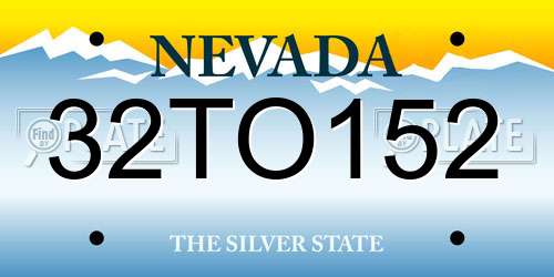 32TO152 Nevada License Plate