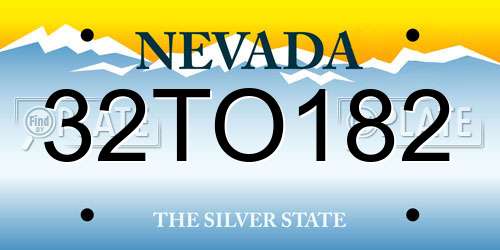 32TO182 Nevada License Plate