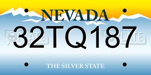 32TQ187 Nevada License Plate