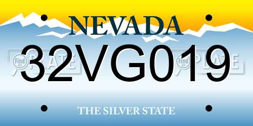 32VG019 Nevada License Plate
