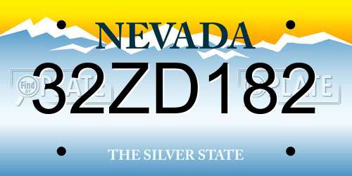 32ZD182 Nevada License Plate