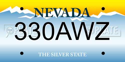 330AWZ Nevada License Plate