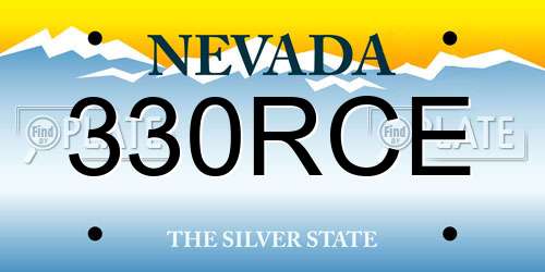330RCE Nevada License Plate