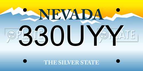 330UYY Nevada License Plate