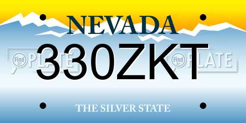 330ZKT Nevada License Plate