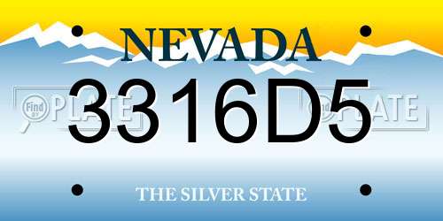 3316D5 Nevada License Plate