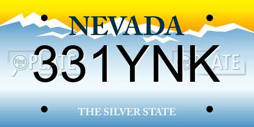 331YNK Nevada License Plate