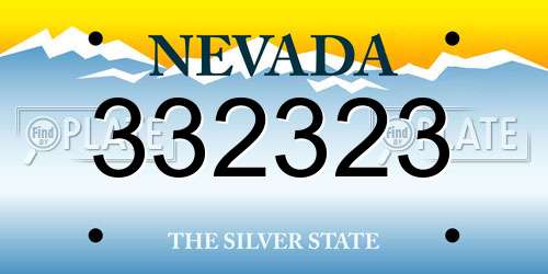 332323 Nevada License Plate