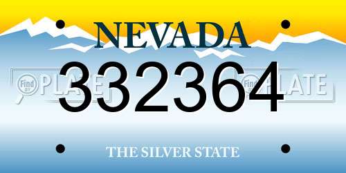 332364 Nevada License Plate