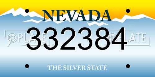 332384 Nevada License Plate