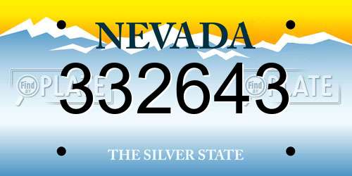 332643 Nevada License Plate