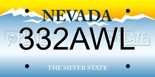 332AWL Nevada License Plate