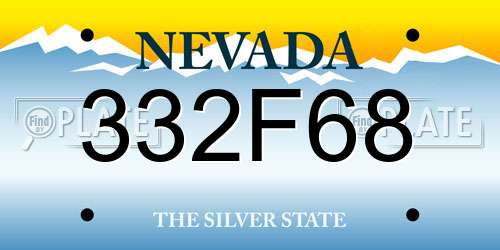 332F68 Nevada License Plate