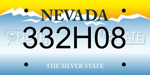 332H08 Nevada License Plate