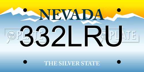 332LRU Nevada License Plate