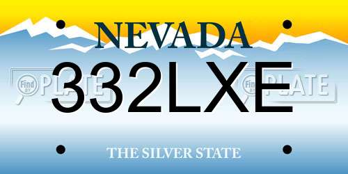 332LXE Nevada License Plate