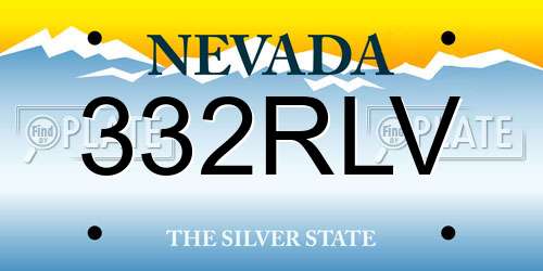 332RLV Nevada License Plate