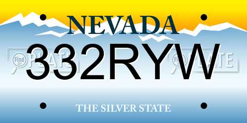 332RYW Nevada License Plate