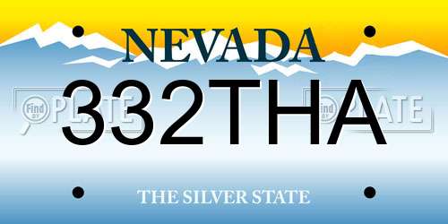 332THA Nevada License Plate