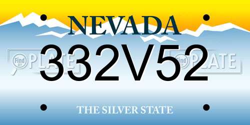 332V52 Nevada License Plate