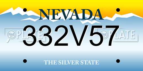 332V57 Nevada License Plate