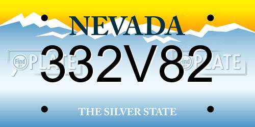 332V82 Nevada License Plate